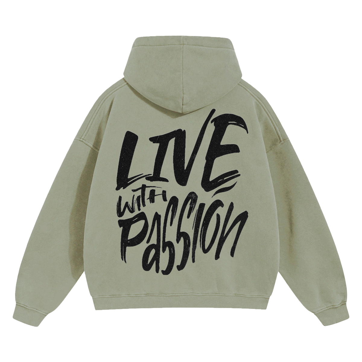 "LIVE WITH PASSION" Oversize Fleeced Hoodie