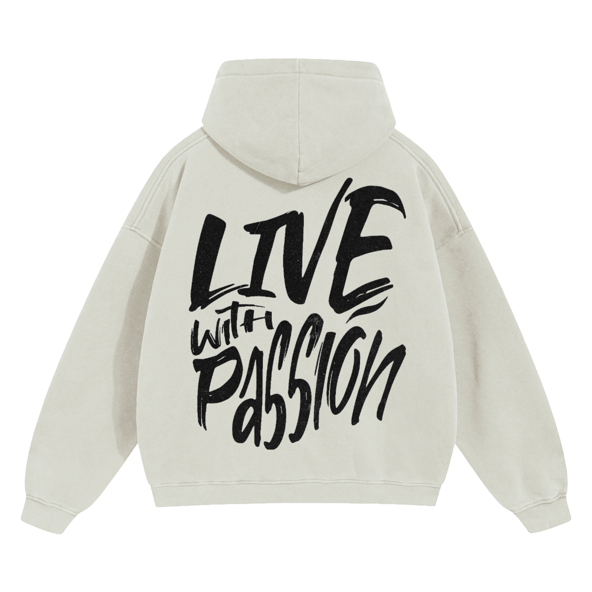 "LIVE WITH PASSION" Oversize Fleeced Hoodie