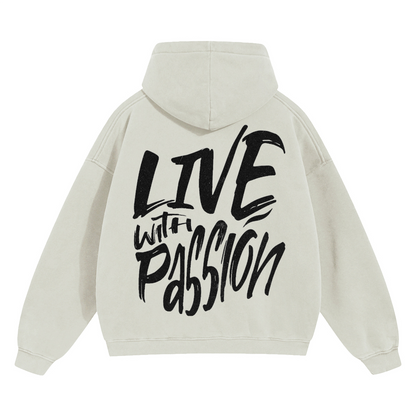 "LIVE WITH PASSION" Oversize Fleeced Hoodie