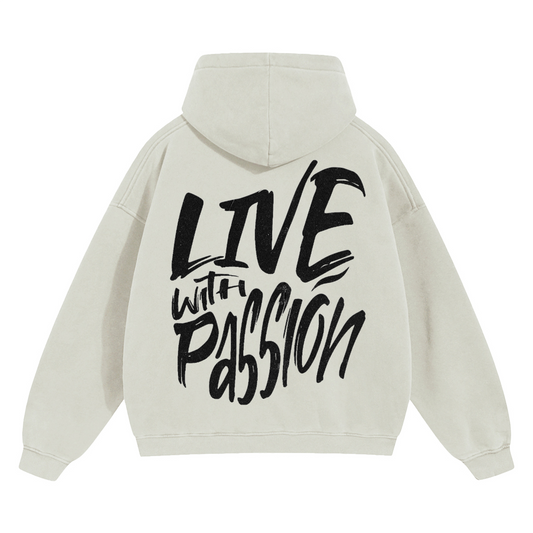 "LIVE WITH PASSION" Oversize Fleeced Hoodie