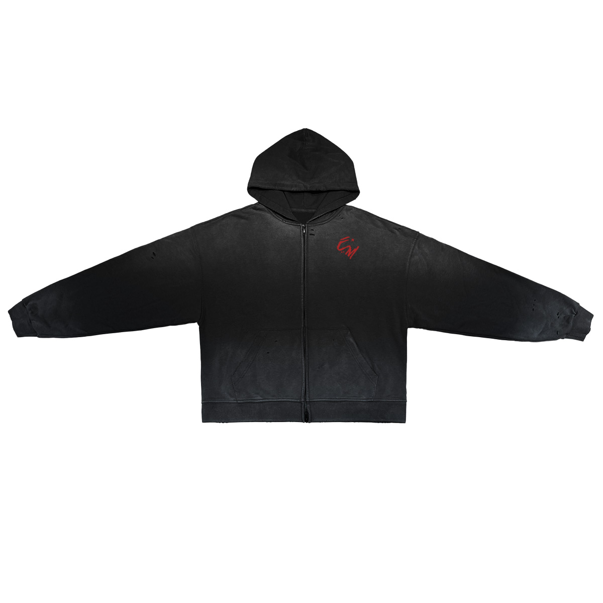 "CHASE DREAMS, RISK" Washed Zip-up Hoodie