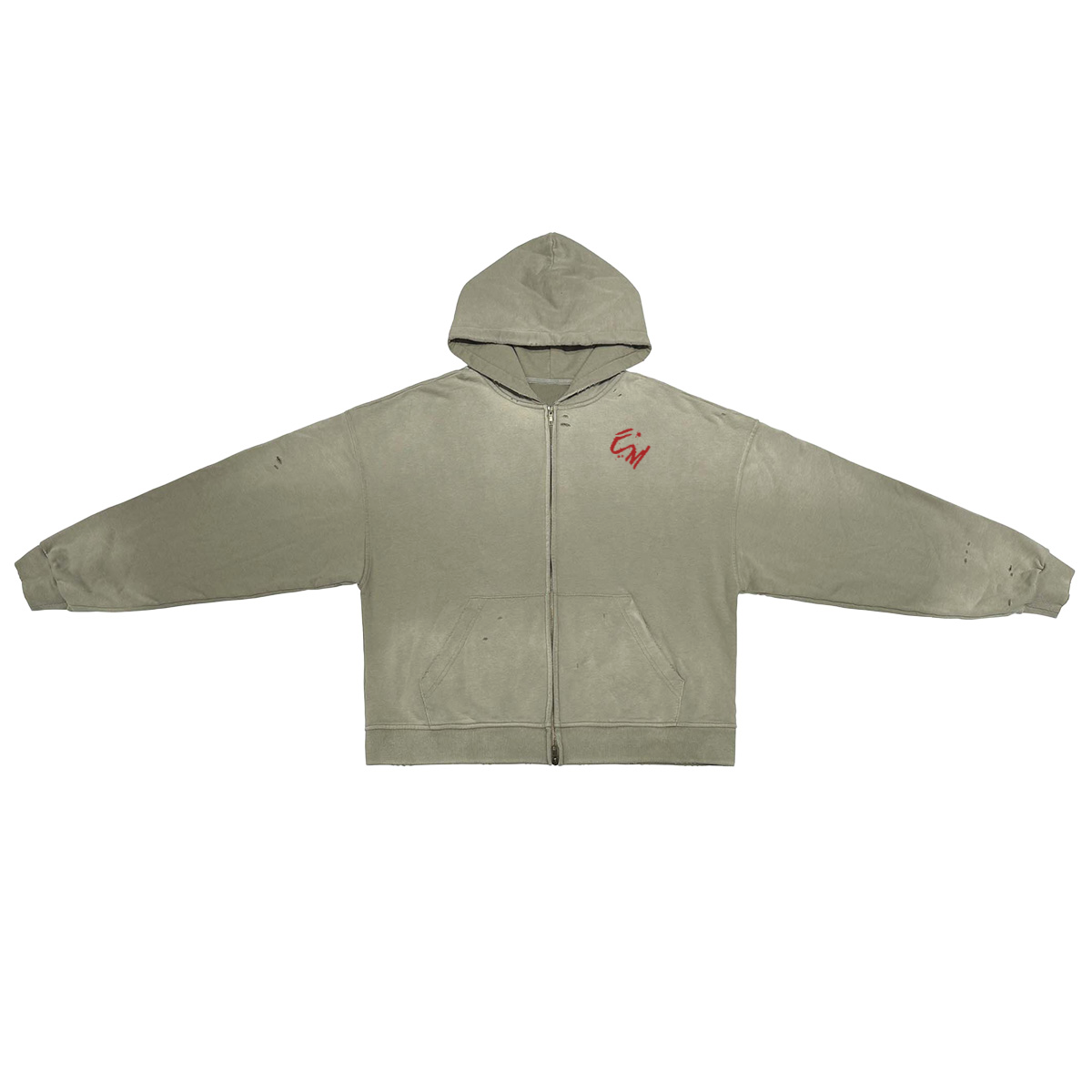 "CHASE DREAMS, RISK" Washed Zip-up Hoodie