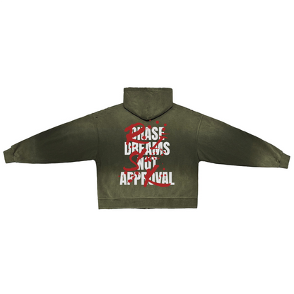 "CHASE DREAMS, RISK" Washed Zip-up Hoodie