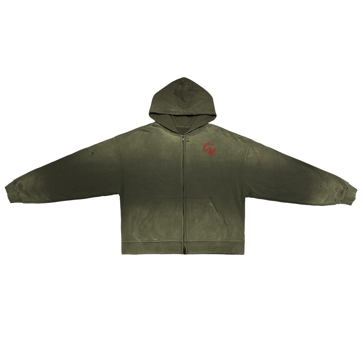 "CHASE DREAMS, RISK" Washed Zip-up Hoodie