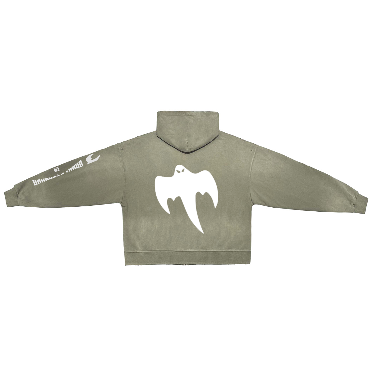 "GHOST SQUADRON" Washed Zip-Up Hoodie