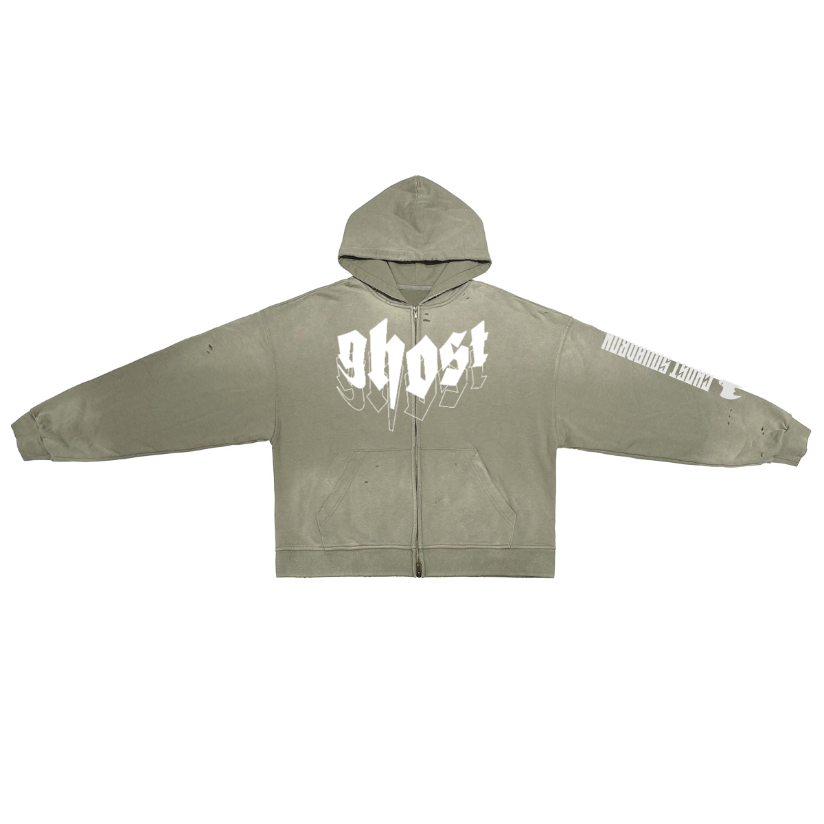 "GHOST SQUADRON" Washed Zip-Up Hoodie