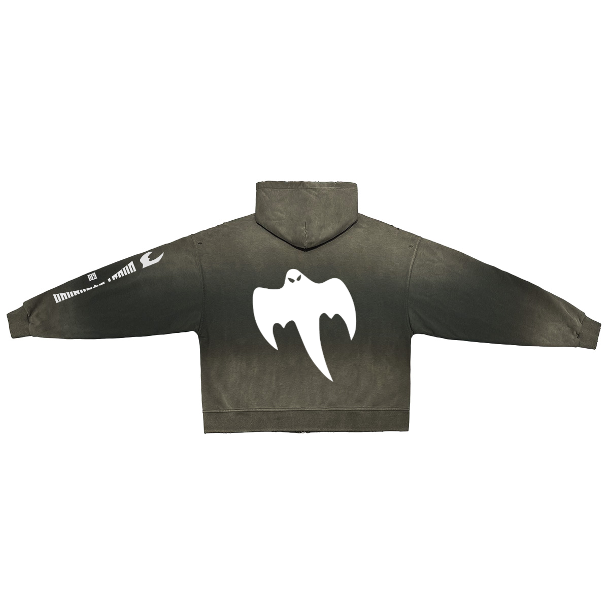 "GHOST SQUADRON" Washed Zip-Up Hoodie