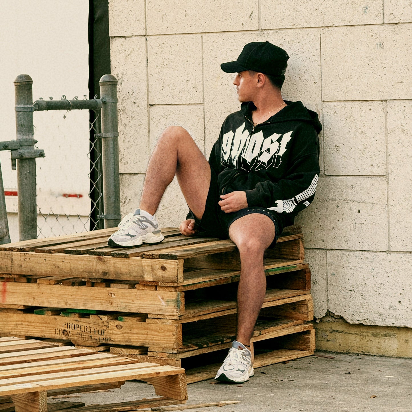 "GHOST SQUADRON" Washed Zip-Up Hoodie